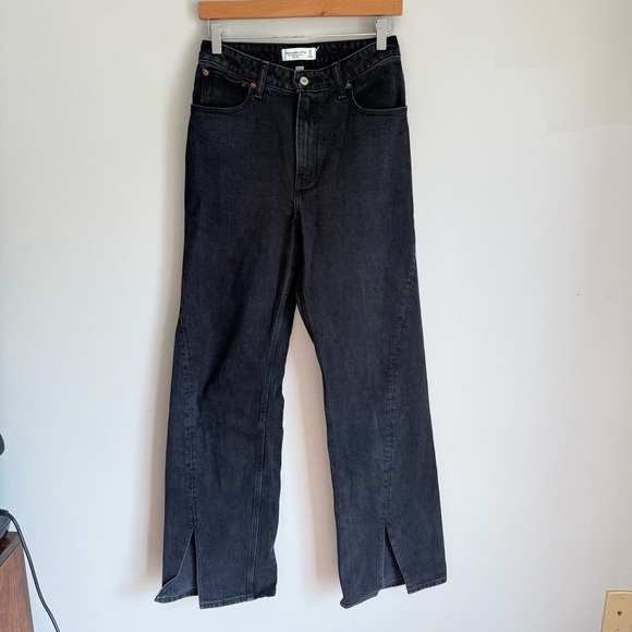 abercrombie & fitch the 90s relaxed jeans high rise curve love size 27/4 long - Picture 2 of 8